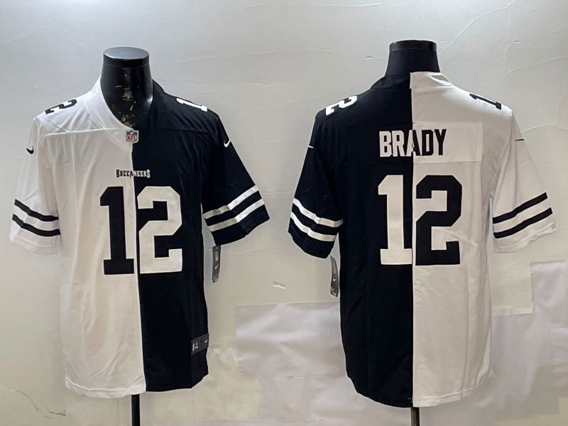 Men Tampa Bay Buccaneers 12 Brady White Black Fashion 2025 Nike Limited NFL Jersey style 1